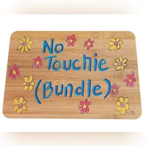 Hand Crafted No Touchie Wall Art - Blue, Yellow, Pink 10 X 7 Inch